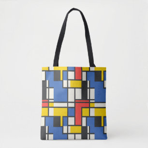 Bolsa Tote Colorido Estilo Mondrian Abstrato Geométrico
