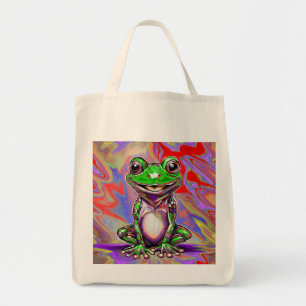 Bolsa Tote Colorido Grafite Psicodélico Sapo Verde Vermelho