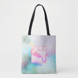 Bolsa Tote Colorido Moderno Femenino, Flamingos - Personaliza