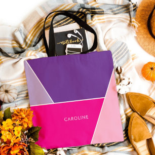 Bolsa Tote Colorido Padrão de Listras Ousado Chique e Elegant