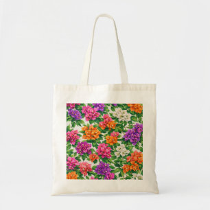 Bolsa Tote Colorido Padrão Floral Tropical de Bougainvillea