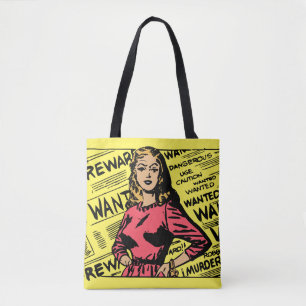 Bolsa Tote Colorido Único Vintage Mulher do Jornal Amarelo