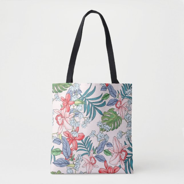 Bolsa Tote Colorir a selva tropical sem costura Impressão (Frente)