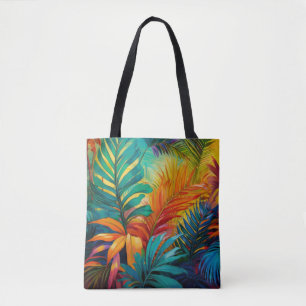Bolsa Tote Colorir Folhas Tropicais de Selva