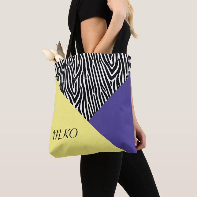 Bolsa Tote Colour Block Yellow and Purple (Close Up)