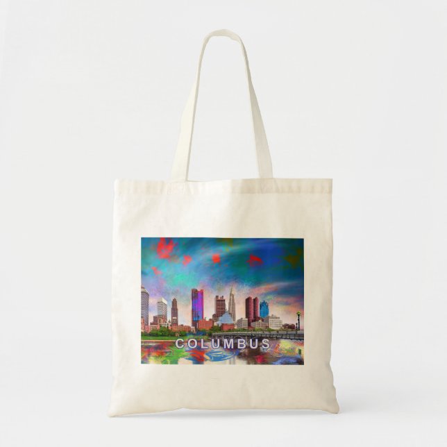 Bolsa Tote Columbus Skyline Abstrato Art (Frente)