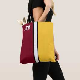 Bolsa Tote Colunas da Faculdade Maroon e Monograma Dourado