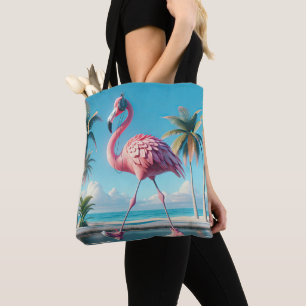 Bolsa Tote Colunas e Fones de ouvido Vestidos com Flamingo ro