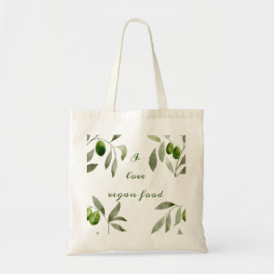 Bolsa tote com azeites e design Eu amo comida vega