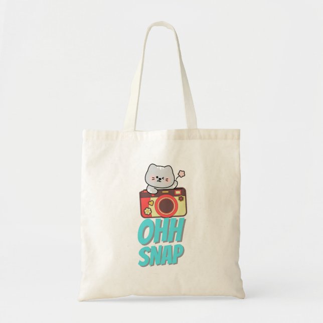 Bolsa Tote com Citação de Câmera Estética (Frente)