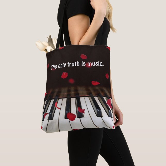 Bolsa Tote com Citação Musical em Teclas de Piano (Close Up)