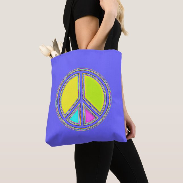 Bolsa Tote Com Cores Preenchidas Sinal de PAZ 1 (Close Up)