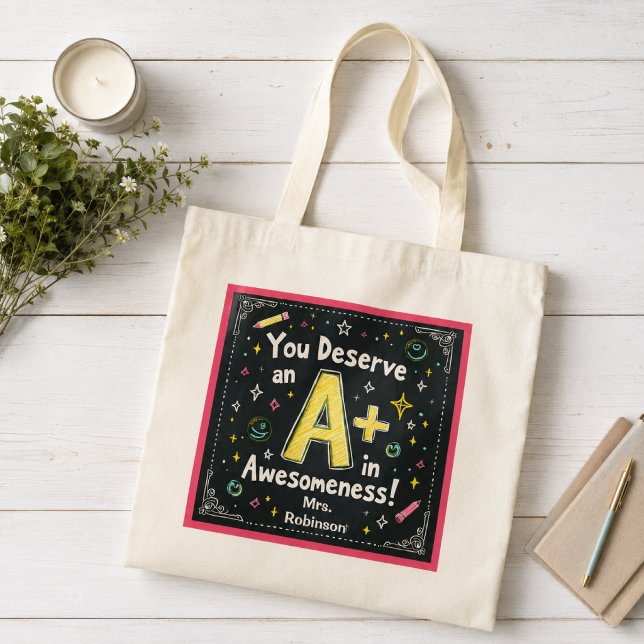 Bolsa Tote com Desenho de Quadro Negro - A+ em Inc (Criador carregado)