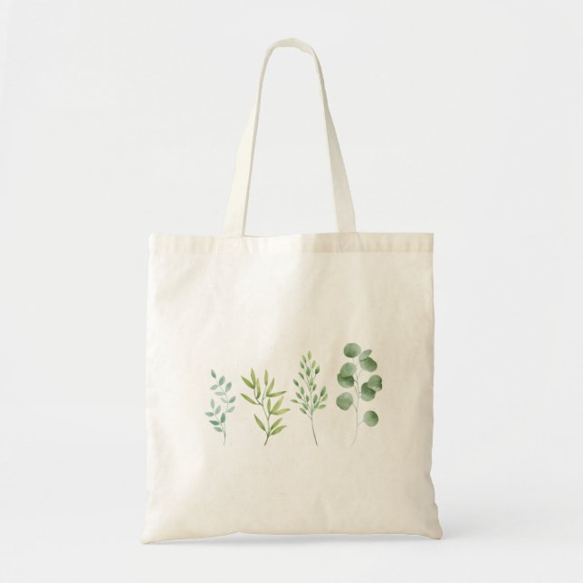 Bolsa Tote com Design de Folhas de Natureza Suave (Frente)