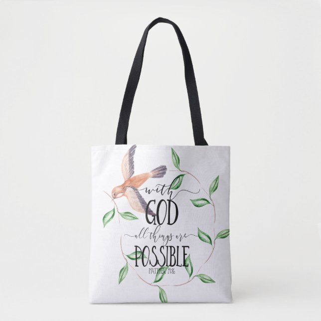 Bolsa Tote Com Deus Todas As Coisas São Possíveis (Frente)