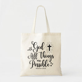 Bolsa Tote Com Deus, todas as coisas são possíveis - Matthew