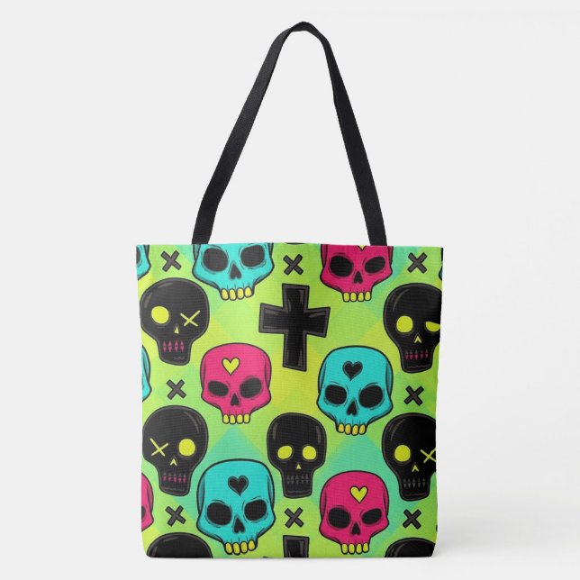 Bolsa Tote com Estampa de Caveira (Frente)