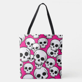 Bolsa Tote com Estampa de Caveira Rosa