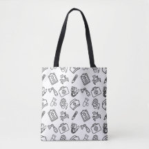 Bolsa Tote com Estampa de Ícone da Vida de Enferme