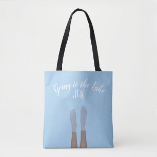 Bolsa Tote com Estampa Total de Pés em um Lago de