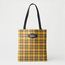 Bolsa tote com estampa xadrez amarelo ensolarado