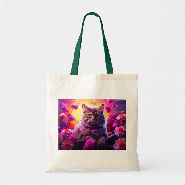 Bolsa Tote com Ilustração de Gato (Frente)