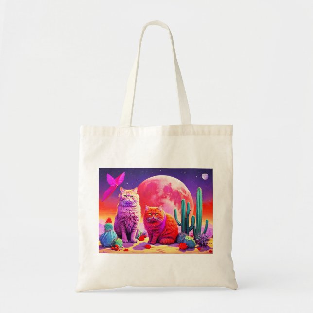 Bolsa Tote com Ilustração de Gato (Frente)