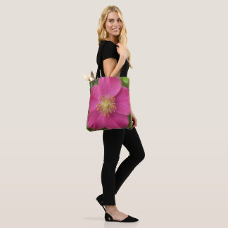 Bolsa Tote Com Imagem De Rosa Rosa Brilhante