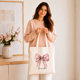 bolsa tote com laço rosa