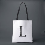 Bolsa Tote com Monograma Personalizado e Nome<br><div class="desc">Presente com Monograma Personalizado e Nome
possui monograma personalizado e nome em estilo de fonte serif clássico.</div>