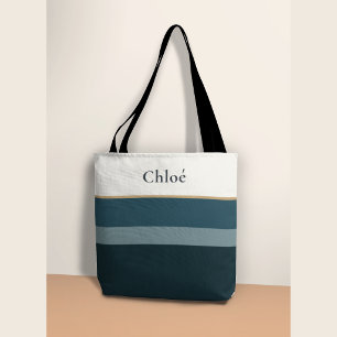 Bolsa Tote com Nome Personalizado – Design Listrad