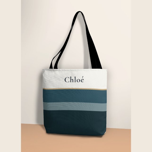 Bolsa Tote com Nome Personalizado – Design Listrad (Criador carregado)