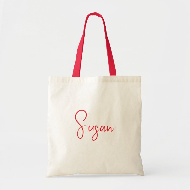 Bolsa Tote com Nome Personalizado e Design de Letr (Frente)