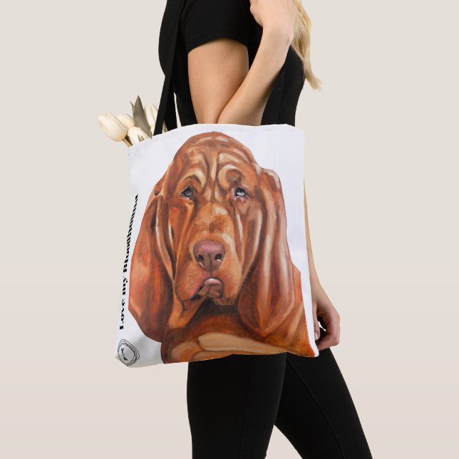 bolsa tote com o cão de caça do quadro a óleo (Close Up)