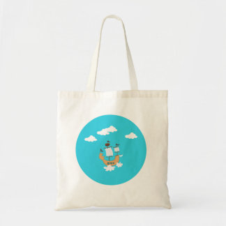 Bolsa tote com padrão de barco, mar azul, pacífico