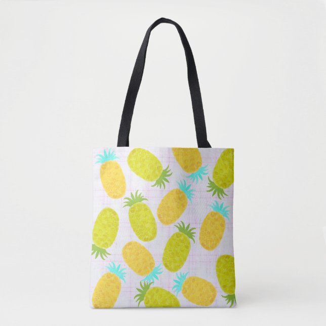 Bolsa Tote com Padrão de Fazenda de Abacaxis do Oc (Frente)