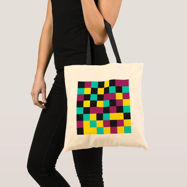 Bolsa Tote com Padrão de Pixel Neon (Frente (produto))