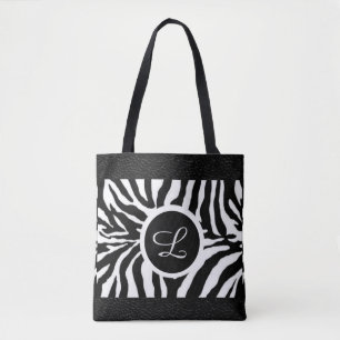 Bolsa Tote com Padrão de Zebra Monograma e Acabame