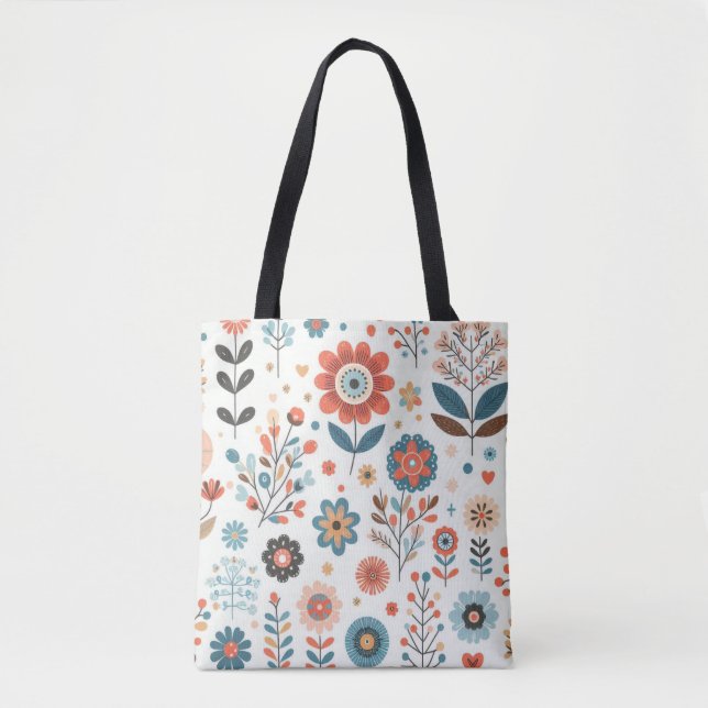 Bolsa Tote com Padrão Floral - Design Elegante (Frente)