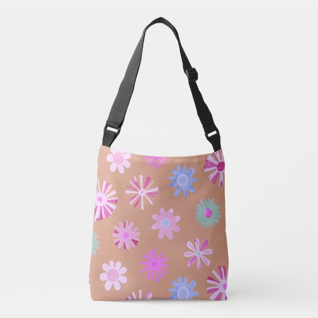 Bolsa Tote com Padrão Floral Pastel (Frente)