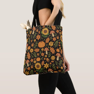 Bolsa Tote com Padrão Outonal Rústico Desenhado à