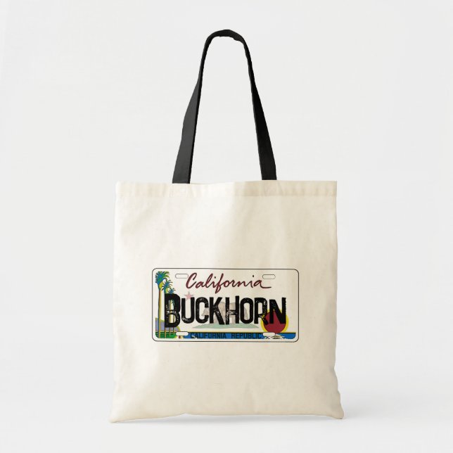 Bolsa tote com placa de licença da bandeira da Cal (Frente)