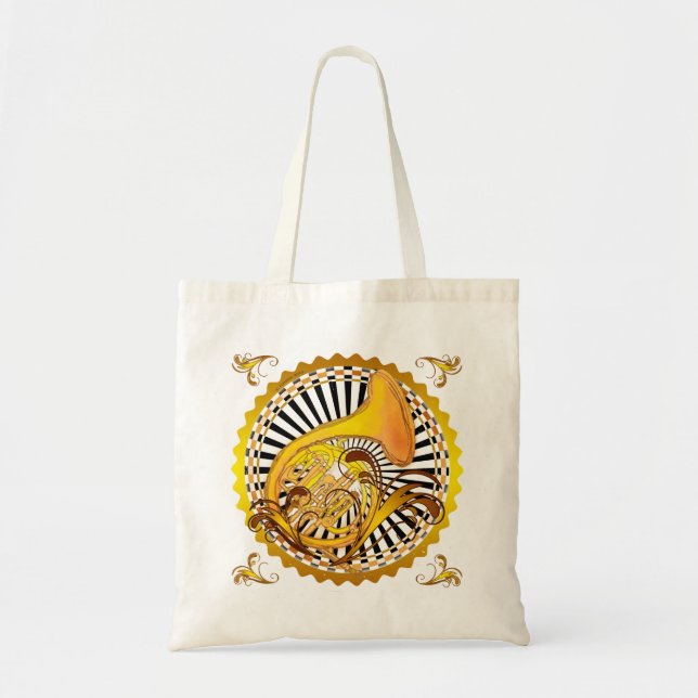 Bolsa tote com redemoinhos de trompa (Frente)