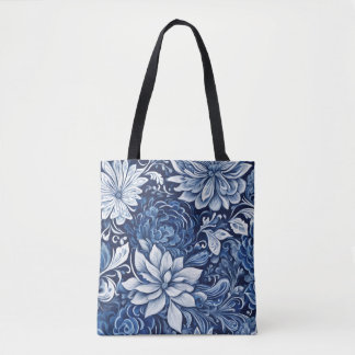 bolsa tote com tapeçaria de pétala índigo