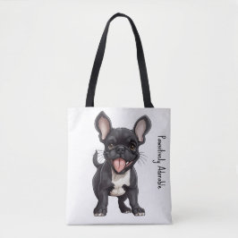 Bolsa Tote 🐶 com texto personalizado, filhote francês