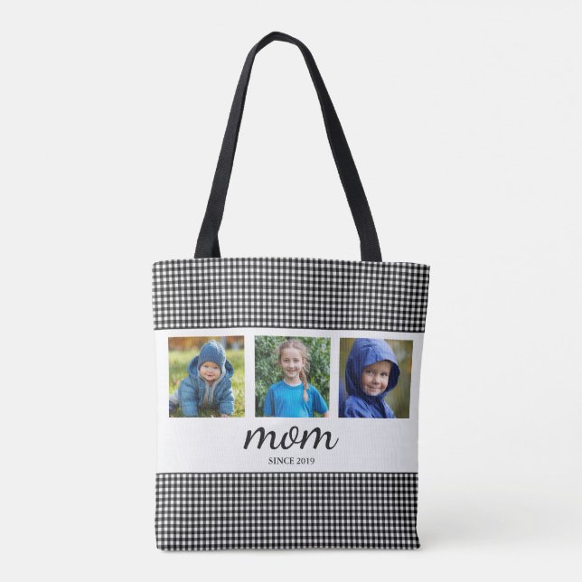 Bolsa Tote com Três Fotos da Mamãe (Verso)