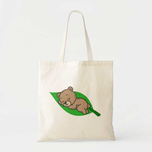 Bolsa Tote com Urso em uma Folha (Frente)
