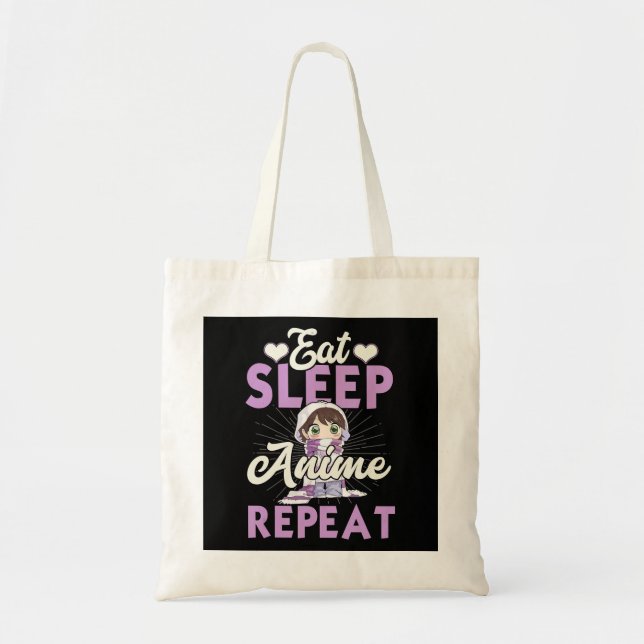 Bolsa Tote Coma animação de sono Repetir Presente Idea Cospla (Frente)