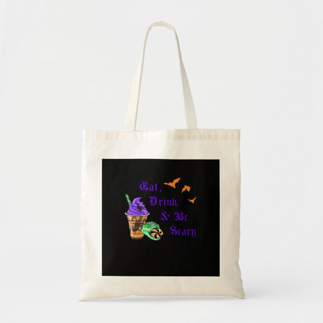 Bolsa Tote Coma, Beba e Seja Assustador Halloween Minimal Lim (Frente)