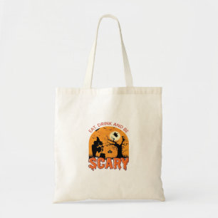 Bolsa Tote Coma Bebida E Seja Assustadora Cena De Halloween G
